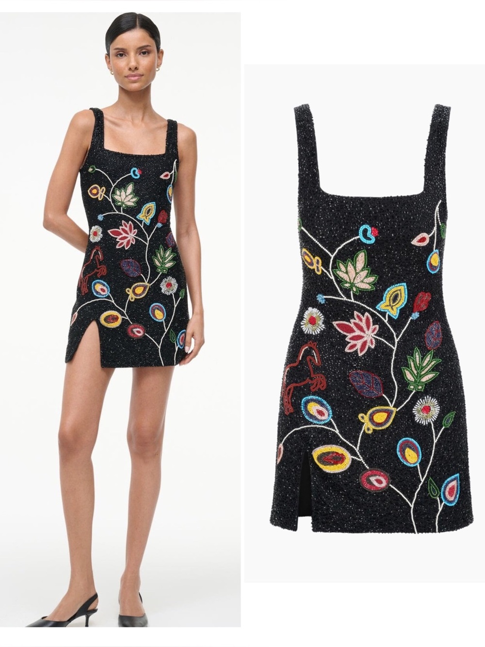 New Staud Le Sable Tapestry Beaded Dress